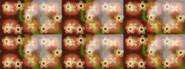 Kahverengi renkli etnik çiçeklerin olduğu zarif bir eskiz modeli. Asya Tekstil 'inde Raster Çiçek İllüstrasyonu.