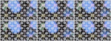 Düz Çiçek Elementleri Tasarımı. Renkli Yaz Temalı Kusursuz Arkaplan. Güzel kumaş deseni. Raster illüstrasyonunda trendsiz çiçek deseni.