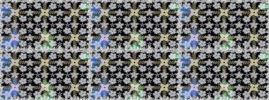 Suluboya tarzında siyah renkte çiçekler. Raster illüstrasyonunda kusursuz çiçek deseni.