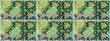 Süslü raster dekorasyonu. Yeşilden çok altın rengi klasik barok çiçekli desenler. Lüks, kraliyet ve Viktorya dönemi konsepti. Yeşil renkte altın element.