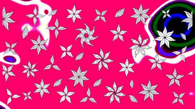 Sanat, çiçekleri canlandırır ve arka planda bırakır. Karalama çiçekleri çizim kalıbı. Raster deseni. Magenta el çizimi desen.