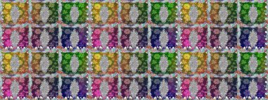 Süslü kumaş deseni. Raster illüstrasyonunda kusursuz çiçek deseni. Renkli Bahar Temalı Kusursuz Arkaplan. Düz Çiçek Elementleri Tasarımı.