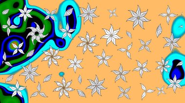 Şirin karalamalı çiçek desenli çizim. Raster illüstrasyonu. Eskiz tarzı bej renklerde. El yapımı çiçek ve bitki koleksiyonu. Raster illüstrasyonu.