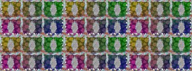 Yeşil renkte çiçeklerle süslenmiş kusursuz çiçek deseni. Suluboya tarzında yeşil renkte çiçekler.