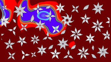 Kumaş desenli papatya çiçeği detayı. Kırmızı renkte çiçekler.