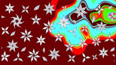 Raster illüstrasyonu. El çizimi. Çiçekli, yapraklı, çiçek desenli çizim..