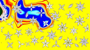Renkli Bahar Teması eskiz kalıbı. Sarı renkli çiçekler. Güzel çiçek deseni. Düz Çiçek Elementleri Tasarımı.