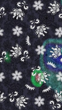 Kumaş desenli papatya çiçeği detayı. Gri renkli çiçekler.