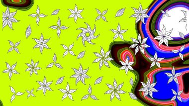 Yeşil çiçekli bahar çiçekleri. Moda baskıları için zarif bir şablon. Motley illüstrasyonu. Küçük renkli çiçekler. Küçük çiçekte şirin desenler.