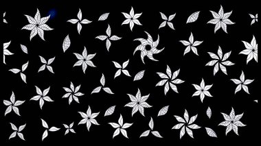 Raster illüstrasyonu. Siyah renklerde. Siyah renkte siyah papatya deseni.