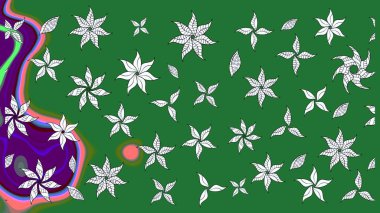 Tekstil ve kapak tasarımı için mükemmel. Doodle tarzı. Yeşil renkli çiçekler. Elle çizilmiş sonbahar çiçeği deseni. Renkli yeşil çizim deseni.