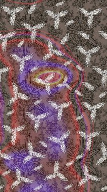 Kahverengi renkte çok kahverengi, zarif küçük çiçekler ve komik böcekler, raster desen, illüstrasyon.