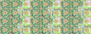 Raster geleneksel oryantasyon süsü. Klasik altın desenli çizim. Altın elementlerle yeşil renklerde altın desen.