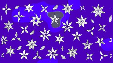 El çizimi çiçek unsurları olan soyut çizim raster deseni. 1950-1960 motifleri. Retro tekstil tasarım koleksiyonu. Violet menekşe üzerinde. Çiçekli ipek eşarp..