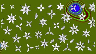 Tekrarlayan çiçek arkaplanı, zarif yeşil çiçek duvar kağıdı. Yeşil renkler üzerine çiçek desenli çizimler, el yapımı papatyalar, papatyalar..