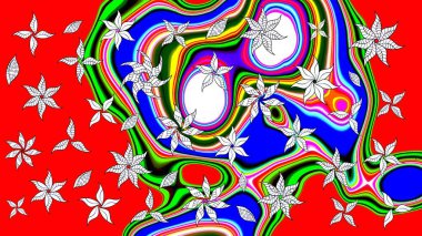 Moda baskısı, albüm, ambalaj kağıdı ve duvar kağıdı için zarif dekoratif süslemeler. Raster illüstrasyonu. Küçük çiçekli basit bir çiçek çizimi. Kırmızı renkte şirin çiçekler..