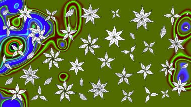 Yeşil çiçekli bahar çiçekleri. Küçük çiçekte güzel bir desen. Küçük renkli çiçekler. Moda baskıları için zarif bir şablon. Motley illüstrasyonu.