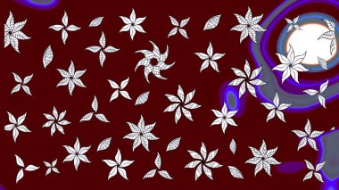 Raster illüstrasyonu. Çiçekli, yapraklı, çiçek desenli eskiz. El çizimi.