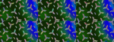 Kar taneleri, kar yağışı. Düşen Noel stili kar taneleri. Güzel, yeşil, gri ve mavi kar taneleri renkli bir arka planda izole edilmiş. Görüntü.