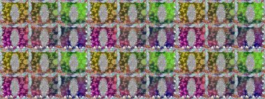 Raster illüstrasyonu. Suluboya, elle çizilmiş. Kusursuz bir arka plan modeli. Yeşil yapraklı yabani çiçekler.