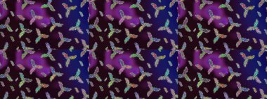 Raster illüstrasyonundaki çiçek desenli çizim. Kahverengi, mavi ve mor renkte çiçekler. Renkli Yaz Temalı eskiz kalıbı. Düz Çiçek Elementleri Tasarımı.