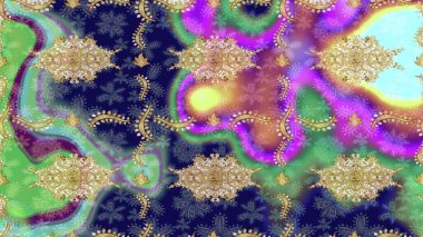 Duvar kâğıdı barok, İspanyol kumaşı. Tarafsız renklerde altın elementler. Şık bir grafik desen. Skeç raster arka planı. Çiçek deseni.