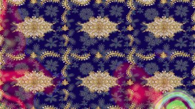 Klasik klasik klasik arka plan. Klasik raster mavisi ve altın desenli çizim. Geleneksel oryantasyon süsü.