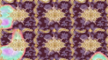 Çiçek süsü kumaş deseni, cam, altın elementlerle kahverengi renklerde çiçek desenli metal. Klasik Raster altın eskiz modeli..