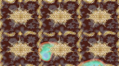 Paisley 'ler zarif çiçek desenli eskiz arka plan duvar kâğıdı çizimi klasik stil, modern 3D çizgili sanat eseri altın ve mor desenli çiçek yaprakları ve süslemeleri..