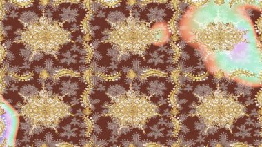 Çiçek desenli çizim. Kahverengi renkler üzerine grafiksel modern çizim deseni. Duvar kâğıdı barok, İspanyol kumaşı. Çizim raster arkaplanı.