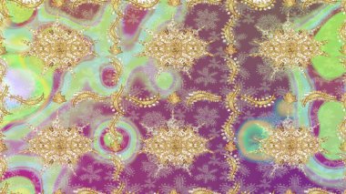 Lüks, kraliyet ve Viktorya dönemi konsepti. Raster klasik barok çiçek deseni altın rengi. Tarafsız renklerdeki altın desenler ve altın elementler. Süsleme.