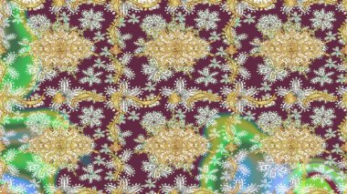 Klasik klasik klasik arka plan. Klasik Raster altın desenini çiz. Kahverengi renkli ve altın elementli eskiz deseni. Geleneksel oryantasyon süsü.