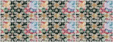 Renkli Yaz Temalı Kusursuz Arkaplan. Modaya uygun kumaş deseni. Sevimli çiçek raster deseni. Düz Çiçek Elementleri Tasarımı.