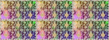 Kusursuz altın desenli bukleler. Parlak dantel, stilize çiçekler, şal desenli. Hassas altın deseni açın. Doğu tarzı arabesk. Raster. Tarafsız renklerde altın elementlerle kusursuz desen.