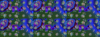 Güzel karalamalı çiçek desenli çizim. Güzel kumaş deseni. Raster illüstrasyonu. Küçük çiçekte sevimli çiçek deseni var..