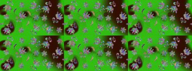 Sanat, çiçeklere ilham verir ve arka plan bırakır. Yeşil el çizimi desen. Karalama çiçekleri çizim kalıbı. Raster deseni.