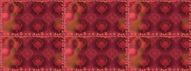 Kırmızı renklerde. Kusursuz desen. Hint süsü. Raster illüstrasyonu. Çiçek duvar kağıdı. Renkli süs kenarı.