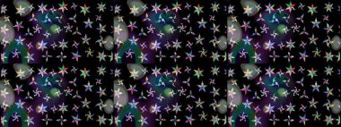 Çiçekli karalama şeklinde Raster çiçek deseni. Nazik, sevimli çiçek arkaplanı. Siyah renkte çiçekler.