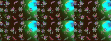 İllüzyon. Güzel, kahverengi, yeşil ve mavi kar taneleri renkli bir arka planda izole edilmiş. Düşen Noel stili kar taneleri. Kar taneleri, kar yağışı.