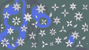 Raster illüstrasyonu. Tarafsız renklerde. 3D çiçekler, çizim.