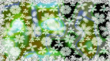 El çizimi çiçekli, soyut, pürüzsüz desen. Yeşil renkli çiçekler. Raster illüstrasyonu.