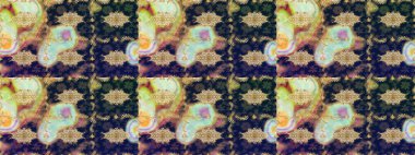 Kraliyet lüksü, altın barok kumaş rengi eskiz. Raster eskiz deseni altın antika çiçekli ortaçağ dekoratifi, yapraklar ve mavi renkli altın desenli süslemeler..