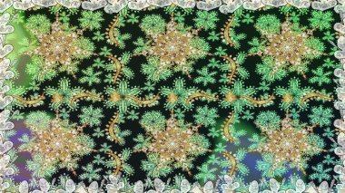 Klasik çiçek dokusu. Raster illüstrasyonu. Gri renkli Royal retro. Kusursuz desenli altın elementler. Kart, duvar kağıdı, ambalaj ve tekstil için klasik tasarım. Altın şablon.