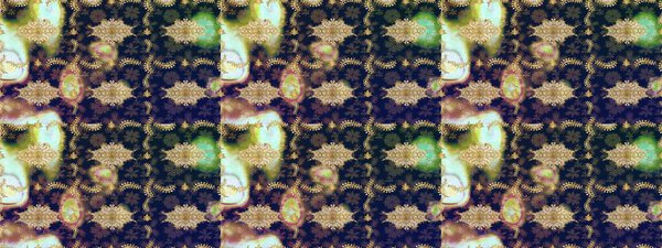 Эскиз восточный классический золотой узор. Растровый абстрактный фон с золотыми повторяющимися элементами на синих цветах.