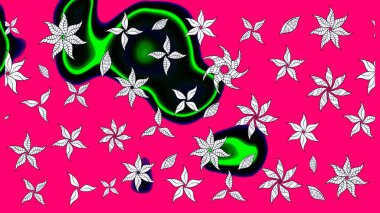 Renkli Yaz Temalı eskiz kalıbı. Raster Illustrasyon 'daki Çiçek Deseni' nin son moda çizimi. Düz Çiçek Elementleri Tasarımı. Mor renkte çiçekler.