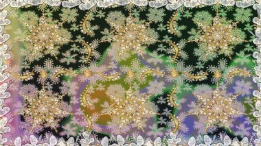 Şık bir grafik desen. Gri renklerdeki altın elementler. Duvar kâğıdı barok, İspanyol kumaşı. Kusursuz raster arka plan. Çiçek deseni.