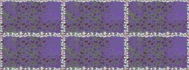 Mor renkli illüstrasyon. Egzotik Kelebeklerle tropik ve pürüzsüz bir düzen. Raster. Moda Kumaşı Tasarımı.