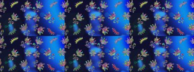 Sevimli küçük çiçek desenle. Raster resim. Çiçek desenli çiçek ve yaprakları ile.