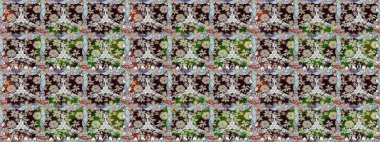 Düz Çiçek Elementleri Tasarımı. Sevimli çiçek raster deseni. Kahverengi renkli çiçekler. Renkli Bahar Teması Kusursuz Arkaplan.