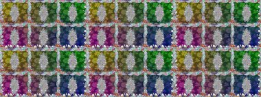 Tekstil ve kapak tasarımı için mükemmel. Renkli, yeşil, pürüzsüz desen. Yeşil renkli çiçekler. El çizimi dikişsiz sonbahar çiçekleri deseni. Doodle tarzı.